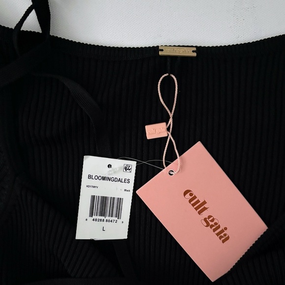 Cult Gaia Enzo Ribbed Knit Maxi Dress cut out halter long sleeve black L - Picture 6 of 16